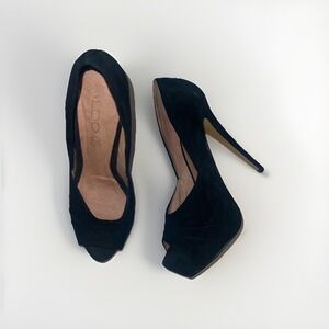 ALDO Stiletto Black Women's 6.5 Peep Toe Slip On EU 37 US SIZE 6.5